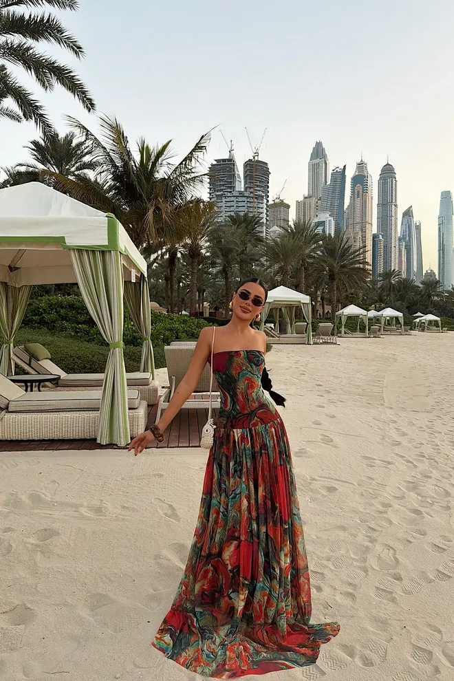 EYYO ATELIER Kırmızı Straplez Fit & Flare Elbise Toptan Giyim Gündelik