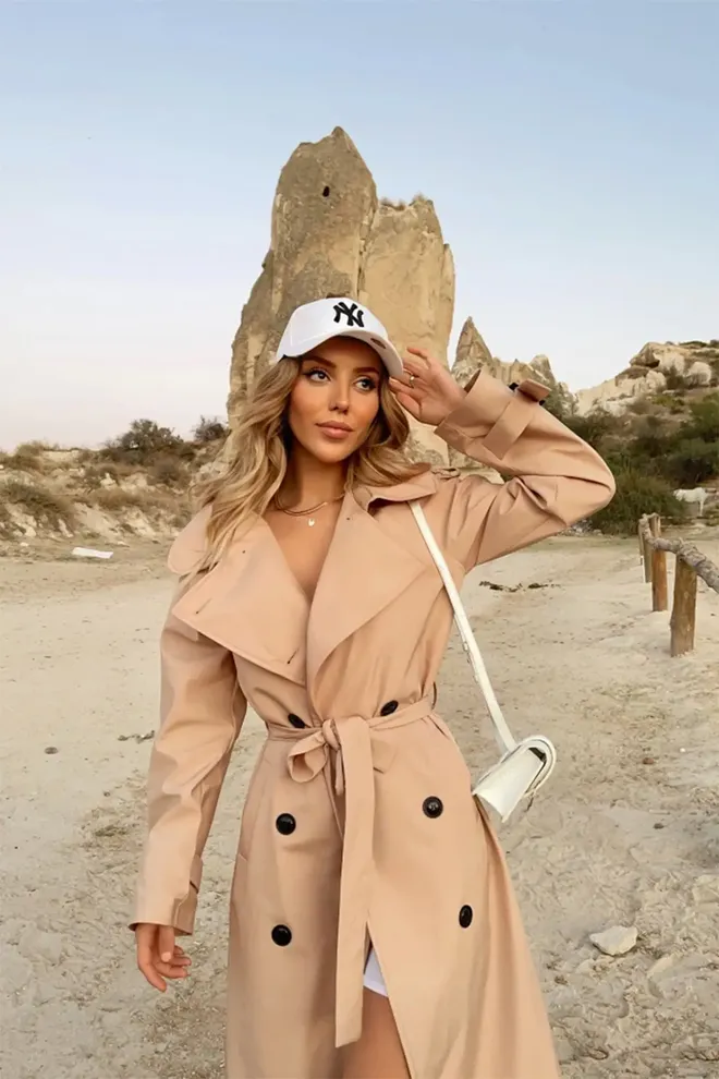 EYYO ATELIER Beige Trenchcoat Single Breasted Buttoned Casual Wholesale Clothing 1