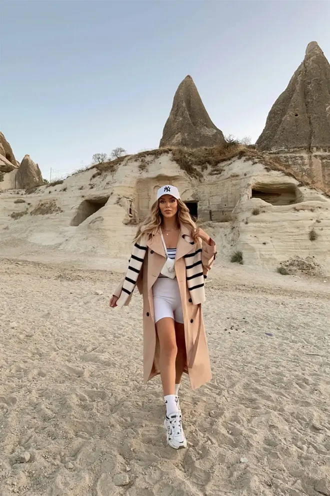 EYYO ATELIER Beige Trenchcoat Single Breasted Buttoned Casual Wholesale Clothing Work