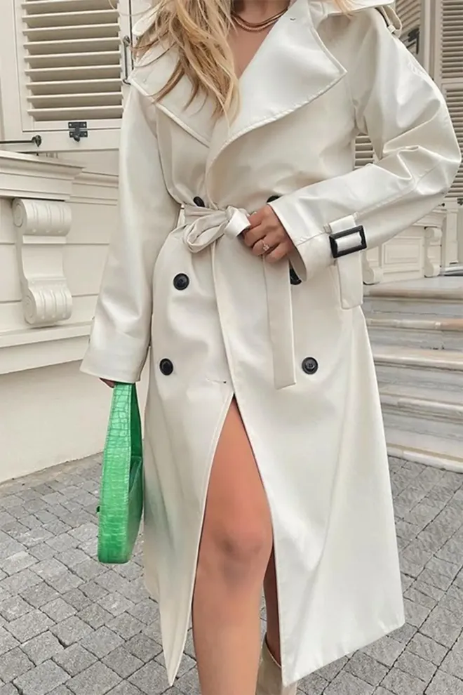 EYYO ATELIER White Elegant Formal Sexy Streetwear Trenchcoat Wholesale Clothing Spring