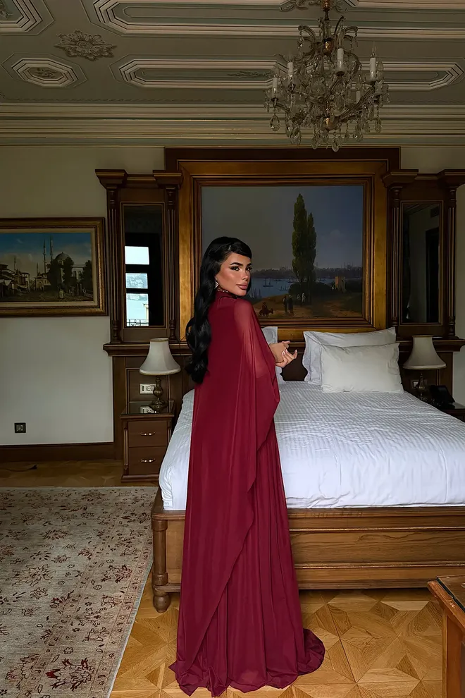 EYYO ATELIER Claret Red Elegant Fit And Flare Dress Wholesale Clothing 5