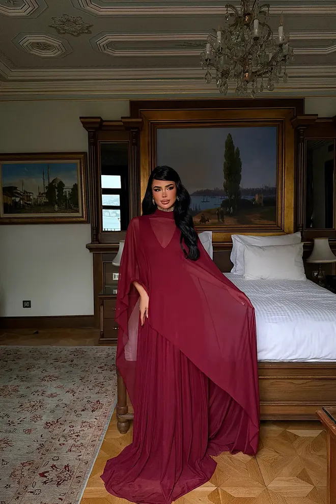 EYYO ATELIER Suknelė Tamsiai Raudona Elegant Fit And Flare Didmeninė prekyba drabužiais Išleistuvės