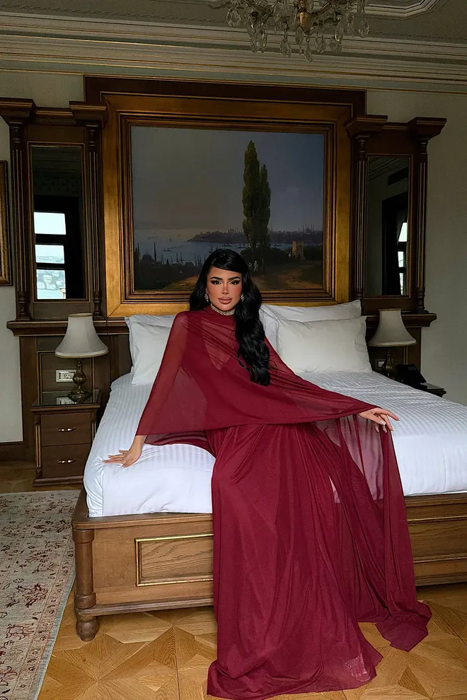 EYYO ATELIER Claret Red Elegant Fit And Flare Dress Wholesale Clothing Christmas