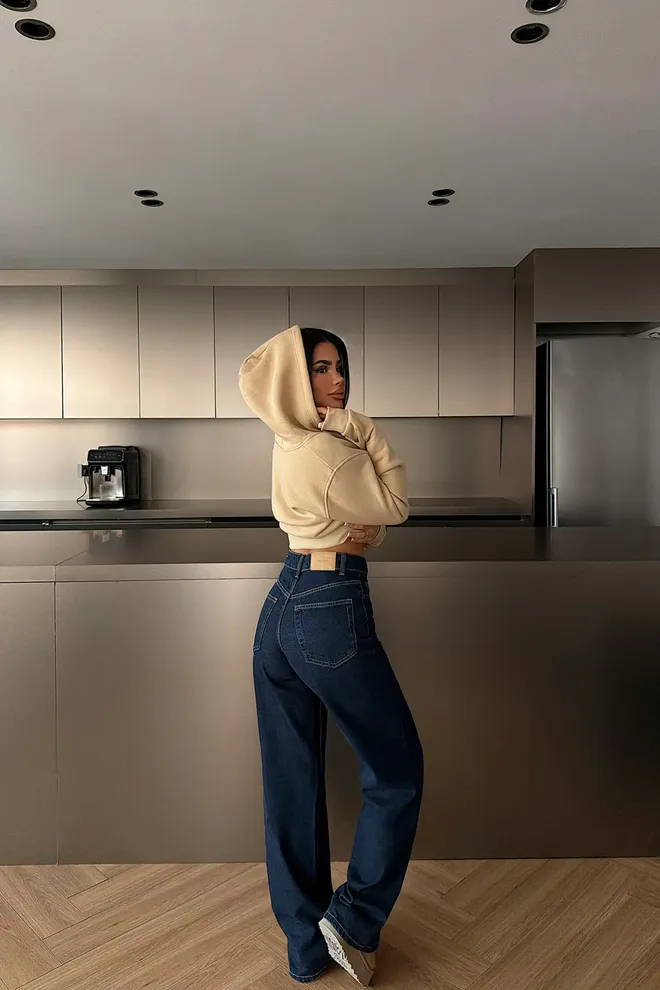 EYYO ATELIER Beige Slim Fit Hooded Neck Crop Cardigan Wholesale Clothing Spring