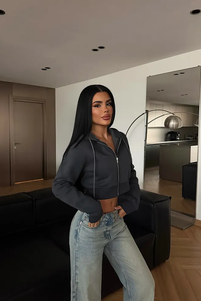 EYYO ATELIER Black Casual Sporty Slim Fit Cardigan Wholesale Clothing Lounge