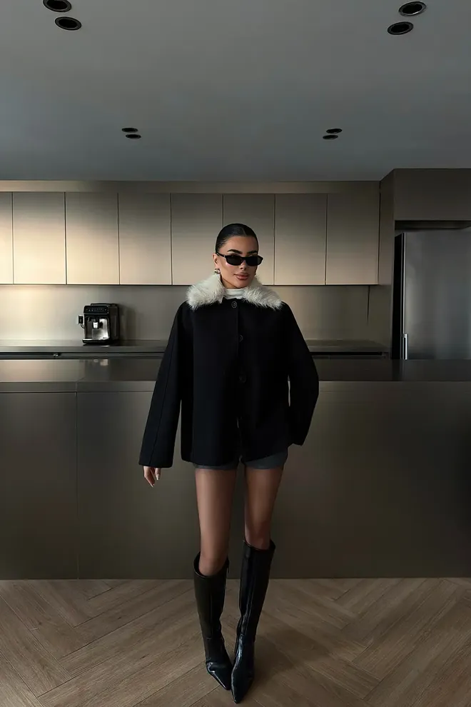 EYYO ATELIER Black Casual Elegant Vintage Glam Formal Retro Jacket Wholesale Clothing 1