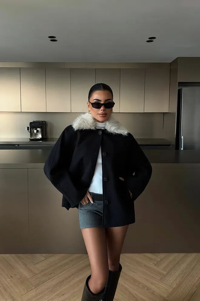 EYYO ATELIER Черно Небрежен Елегантен Винтидж Глем Официален Ретро Яке Дрехи на едро Небрежен