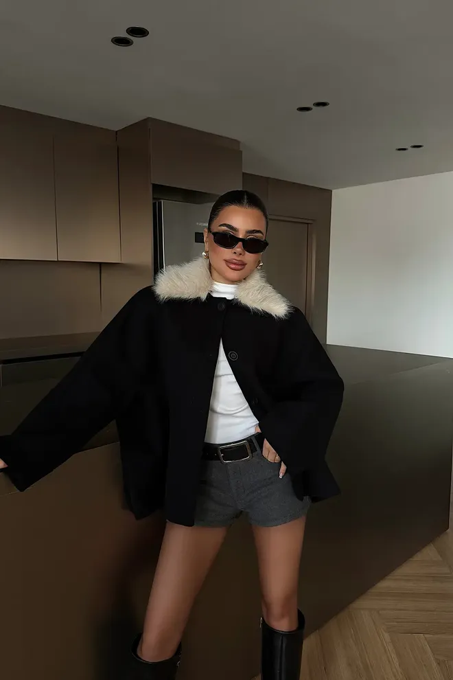 EYYO ATELIER Black Casual Elegant Vintage Glam Formal Retro Jacket Wholesale Clothing Work