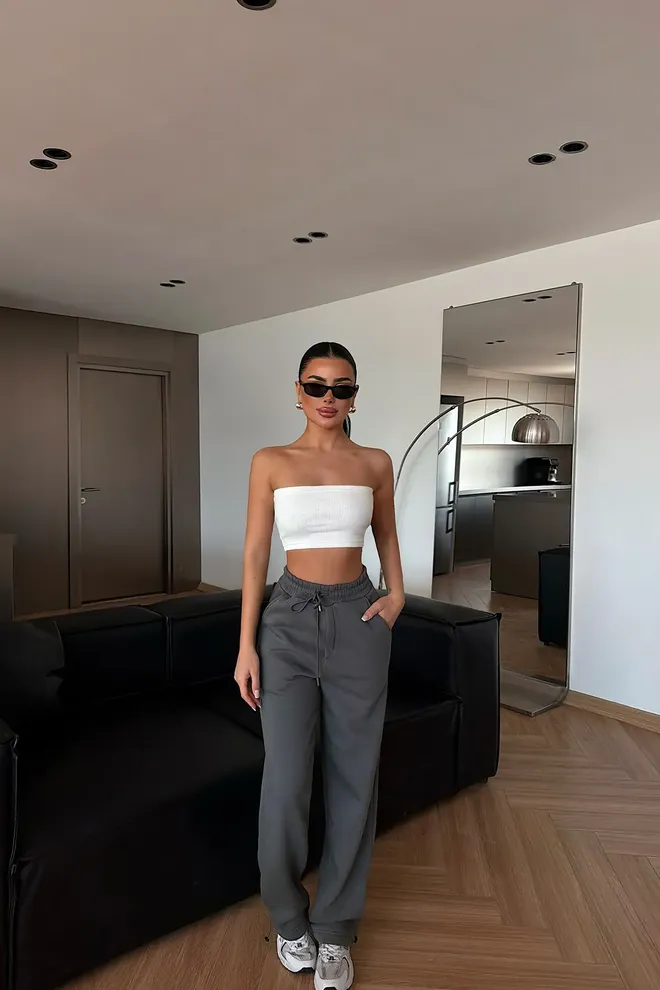 EYYO ATELIER Pantalón De Chándal Gris Tipo Jogger Con Cordón Y Bolsillo Oblicuo Ropa al por mayor Salón