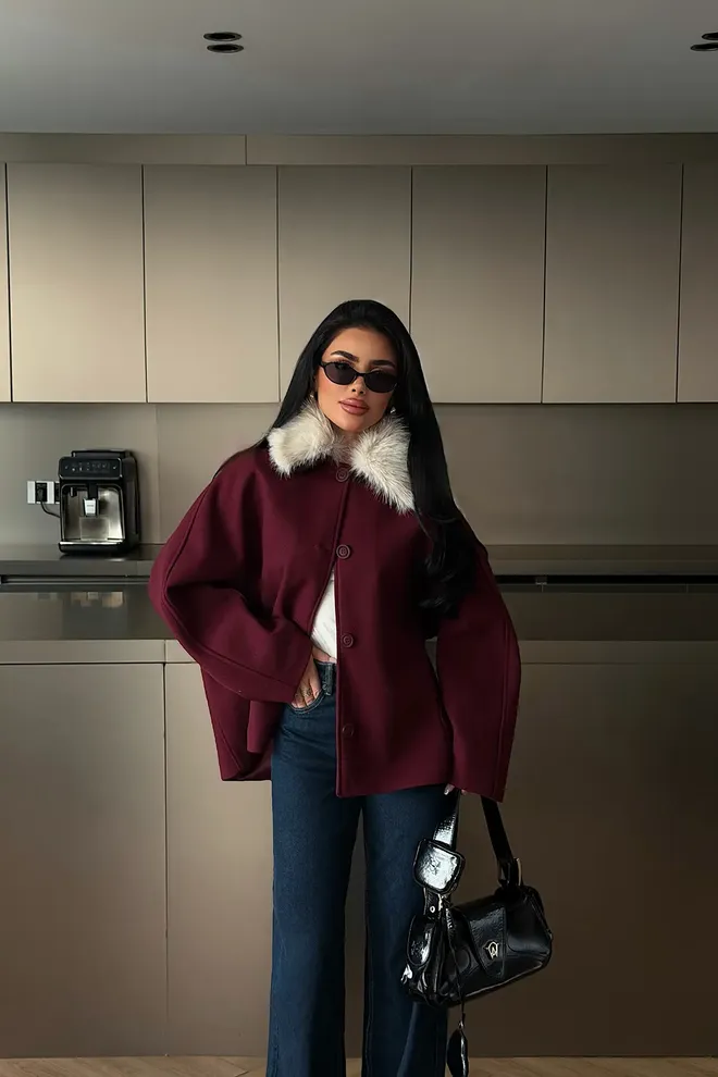 EYYO ATELIER Claret Red Jacket Elegant Oversized Single Breasted Blazer Wholesale Clothing Work