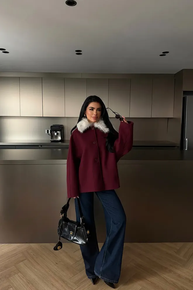 EYYO ATELIER Claret Red Jacket Elegant Oversized Single Breasted Blazer Wholesale Clothing 1