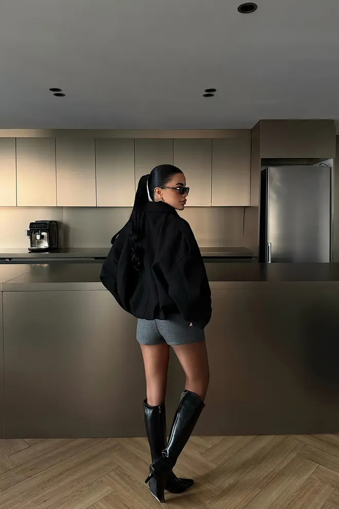 EYYO ATELIER Black Overshirt Jacket With Zip Up Closure Wholesale Clothing Fall