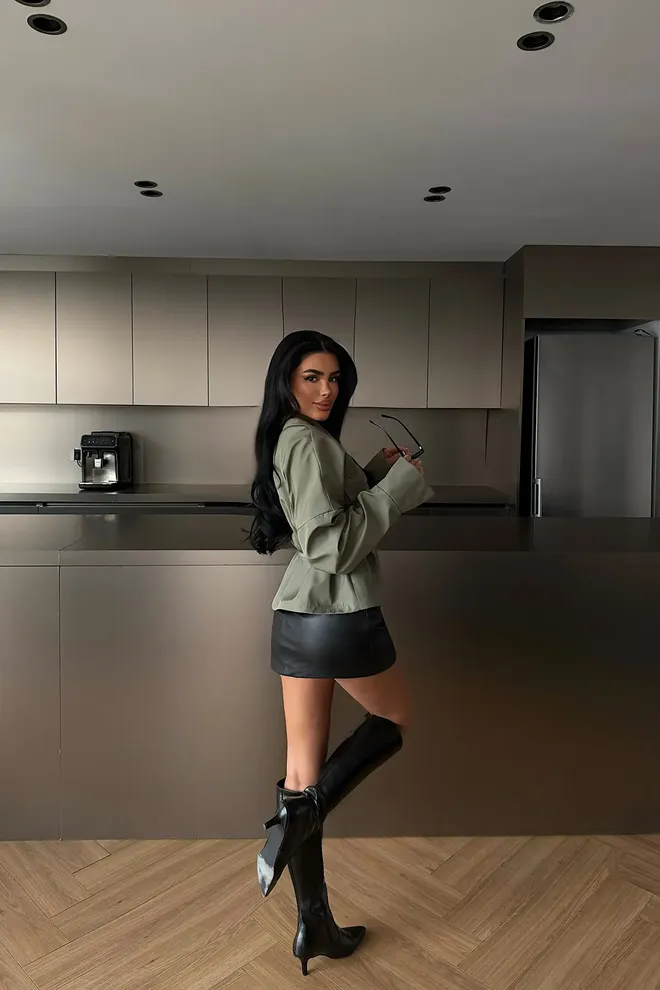 EYYO ATELIER Khaki Wrapover Jacket With Notched Collar Wholesale Clothing Spring