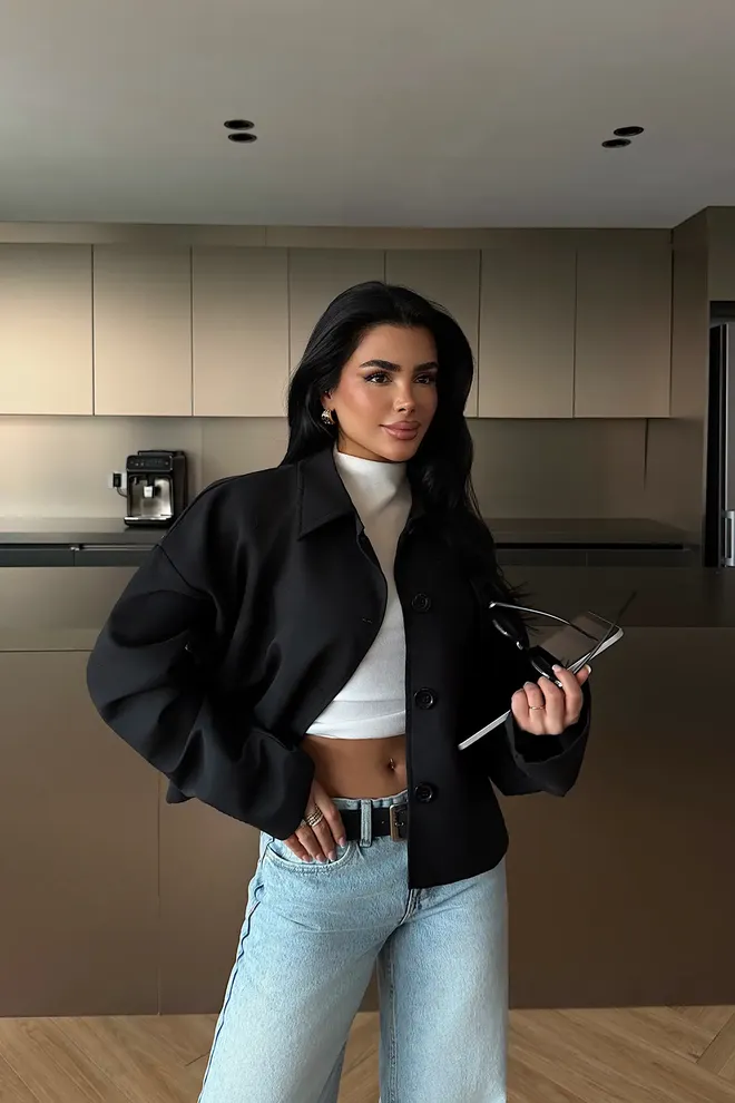 EYYO ATELIER Black Oversized Fit Overshirt Jacket Wholesale Clothing Lounge