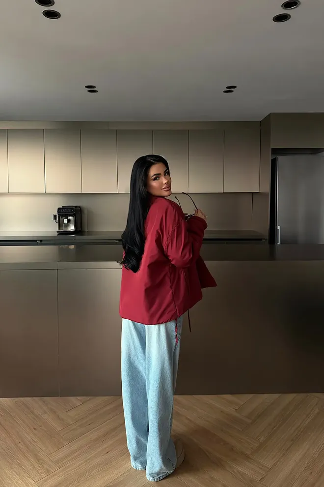 EYYO ATELIER Claret Red Puffer Jacket With High Collar Wholesale Clothing Lounge