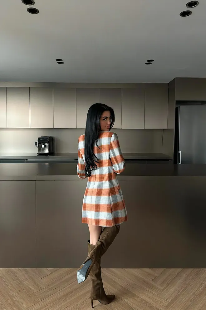 EYYO ATELIER Brown Double Breasted Blazer Jacket Wholesale Clothing Spring