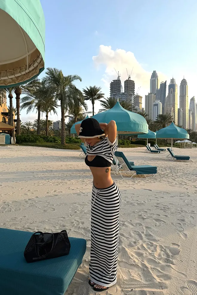 EYYO ATELIER Black Striped Casual Maxi Flared Slim Fit Set Wholesale Clothing Casual