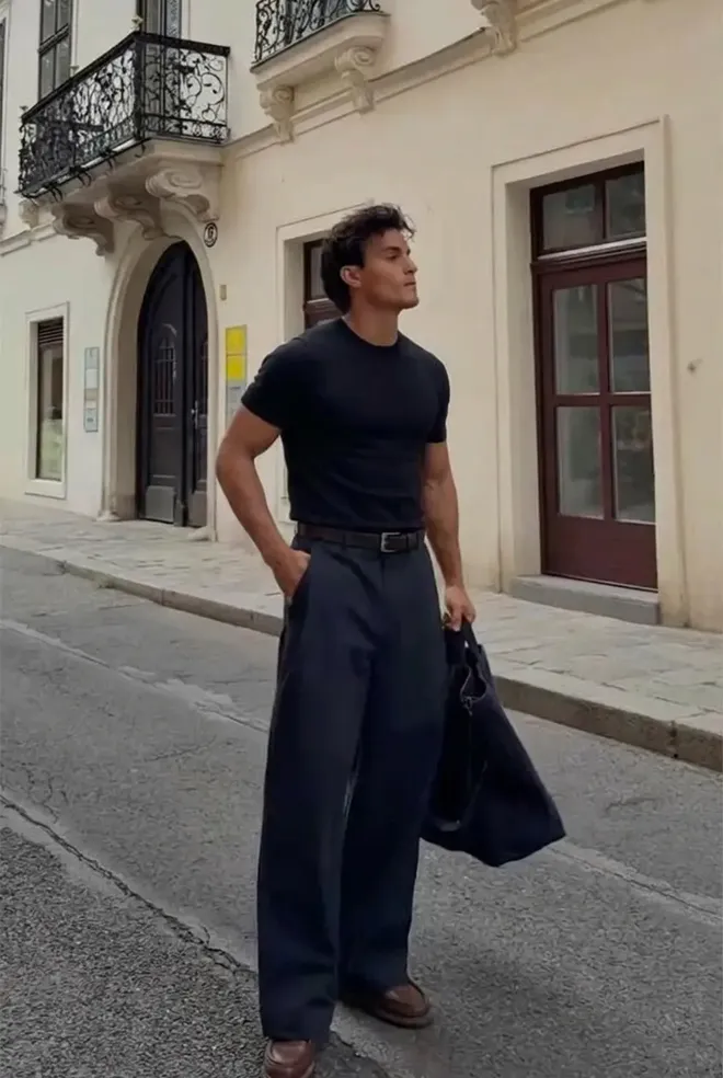 EYYO ATELIER Čierna Neformálna Slim Fit Košeľa S Okrúhlym Výstrihom Veľkoobchod s oblečením Neformálny