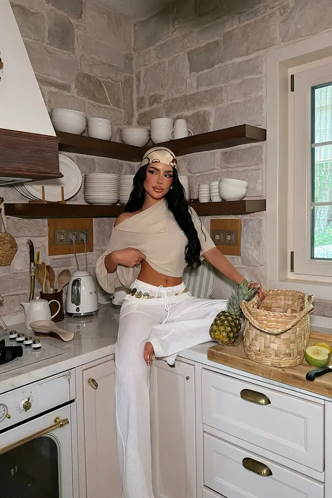 EYYO ATELIER Бели Ежедневни Бохо Палацо Панталони Дрехи на едро Небрежен