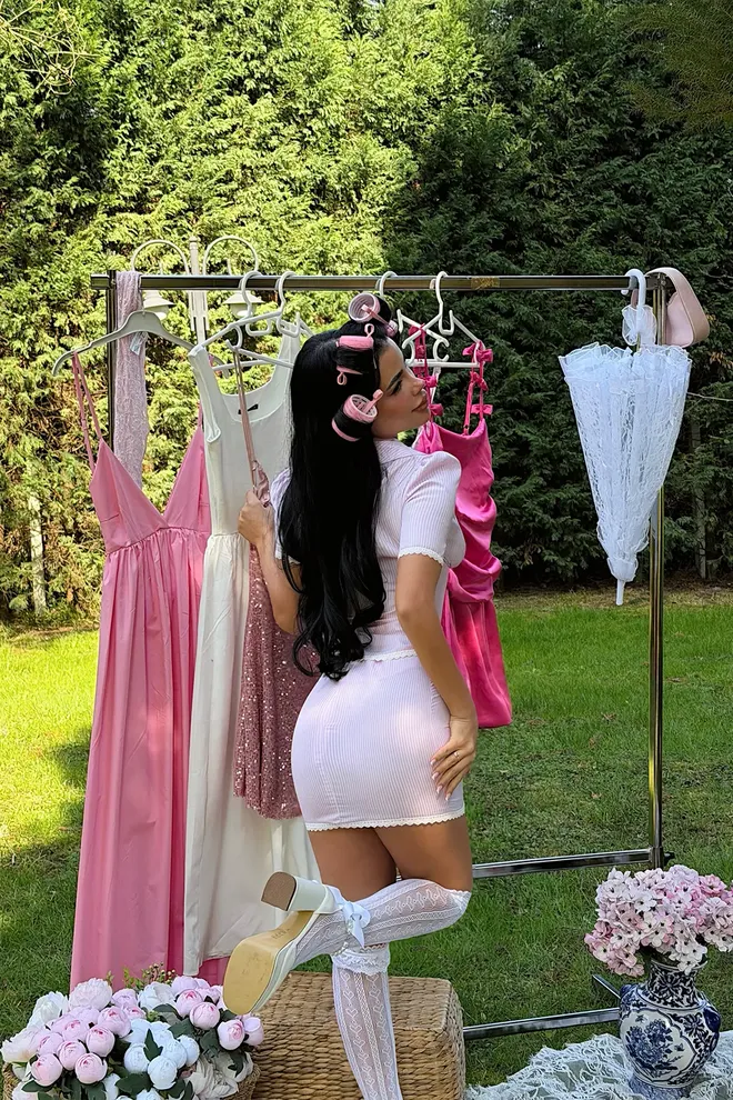 EYYO ATELIER Pink Sexy Vintage Bodycon Set Wholesale Clothing Sexy