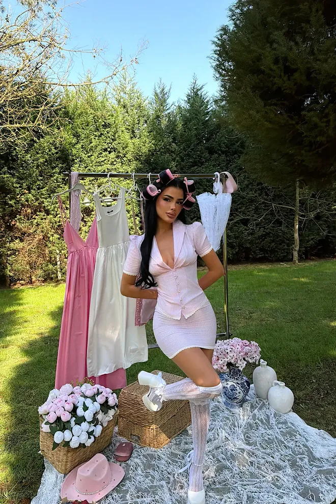 EYYO ATELIER Pink Sexy Vintage Bodycon Set Wholesale Clothing Birthday