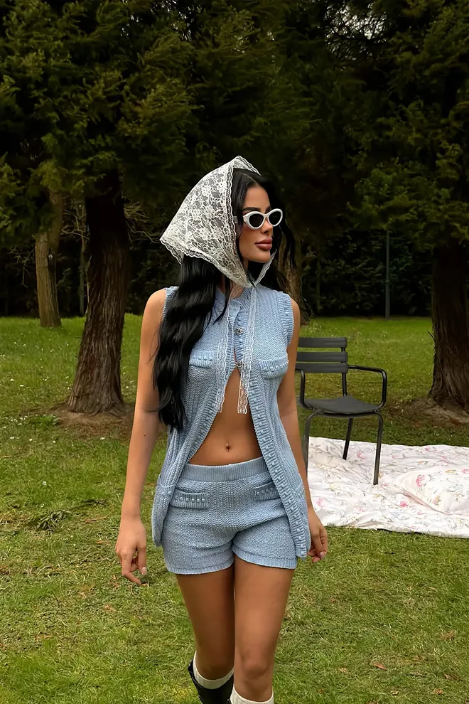 EYYO ATELIER Mavi Gündelik Sokak Tarzı Seti Toptan Giyim Gündelik