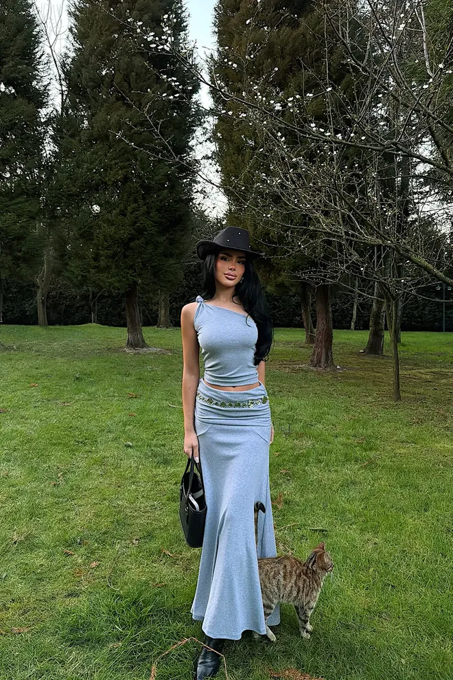 EYYO ATELIER Grey Sexy Casual Streetwear Set Wholesale Clothing Casual