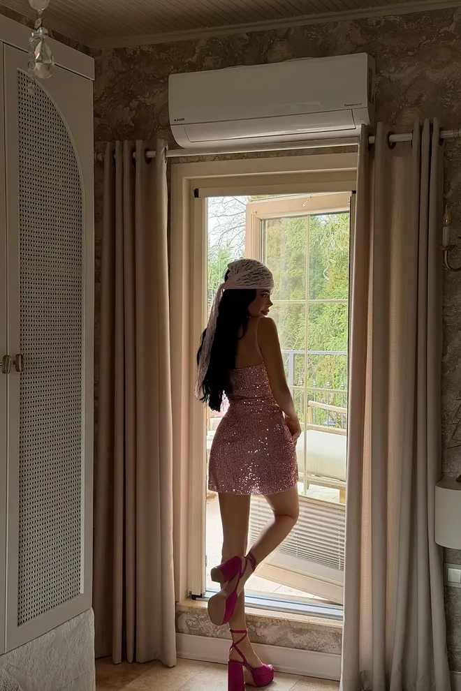 EYYO ATELIER Robe Rose Sexy Glamour Formel Élégant Moulante Mini Vêtements en gros Formel