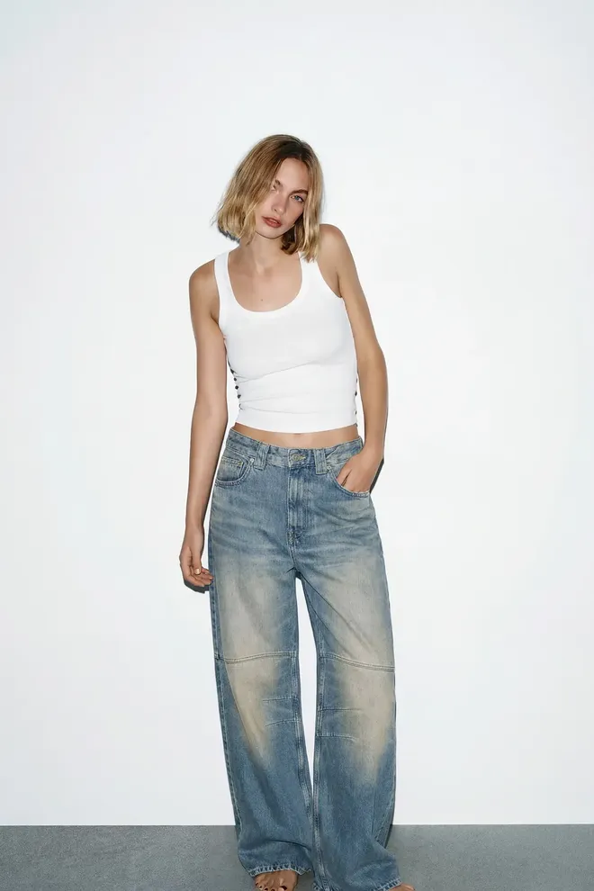 EYYO ATELIER Джинсы Синий Повседневный Уличная Одежда Винтаж Ретро Оптовая продажа одежды Повседневный