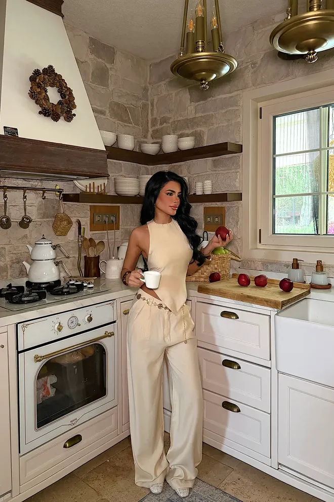 EYYO ATELIER Beige Casual Elegant Set Wholesale Clothing Casual