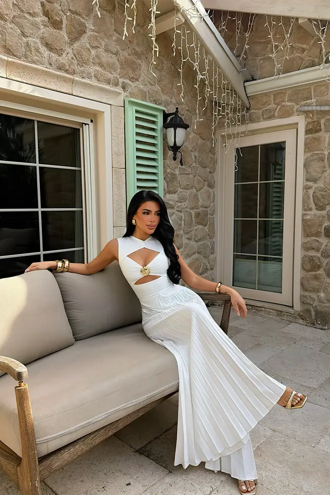 EYYO ATELIER Witte Slim Fit Mouwloze Elegante Jumpsuit Groothandel Kleding Cocktail