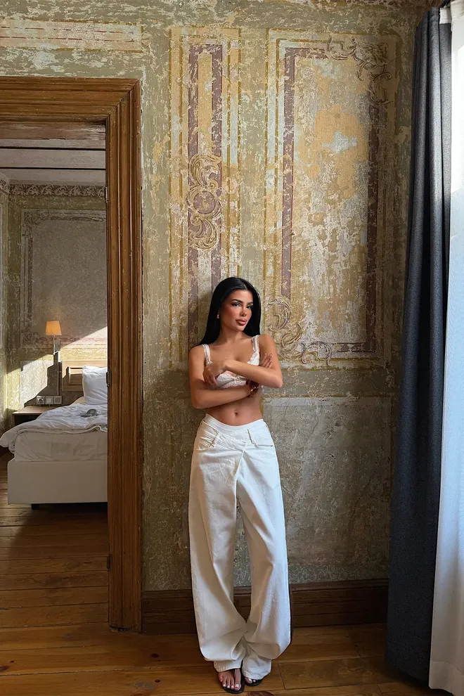 EYYO ATELIER White Wide Leg Mom High Waist Jeans Wholesale Clothing Casual