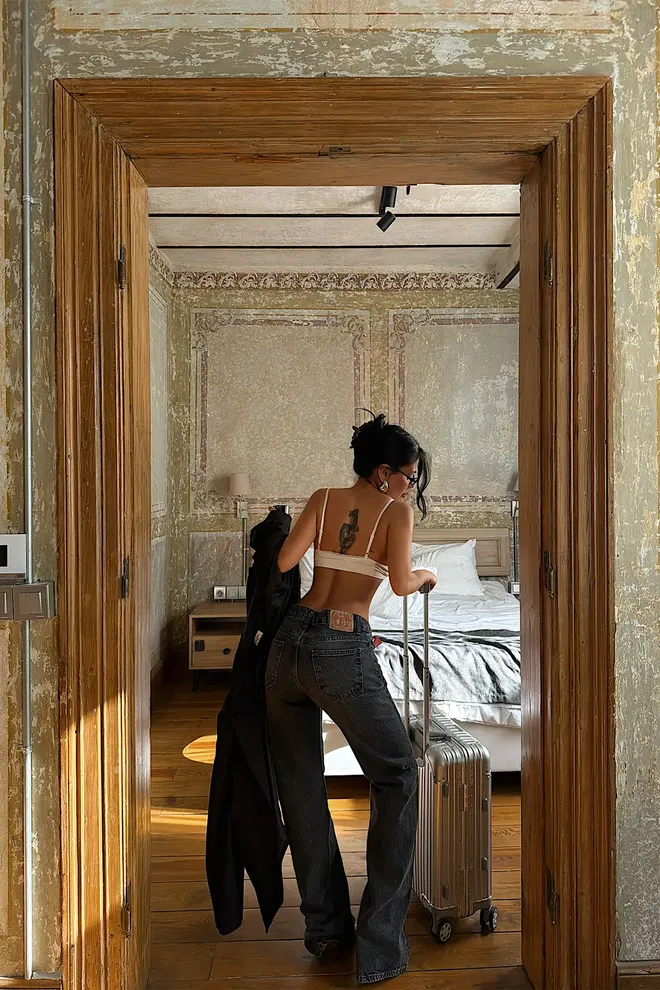 EYYO ATELIER Black Mom Jeans Wide Leg Buttoned Closure Wholesale Clothing Sexy