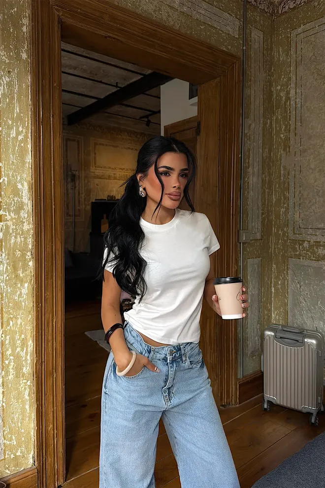 EYYO ATELIER Biela Neformálny Streetwear Priliehavý Strih Košeľa Veľkoobchod s oblečením Neformálny