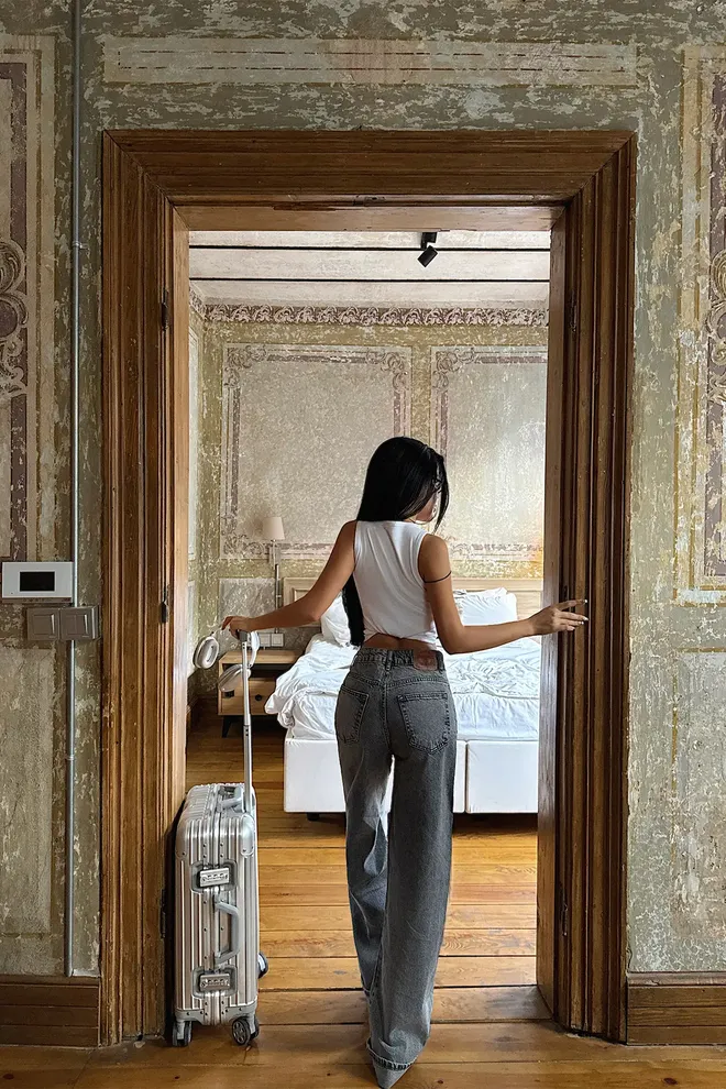 EYYO ATELIER Grey Casual Streetwear Sexy Mom Jeans Wholesale Clothing Sexy