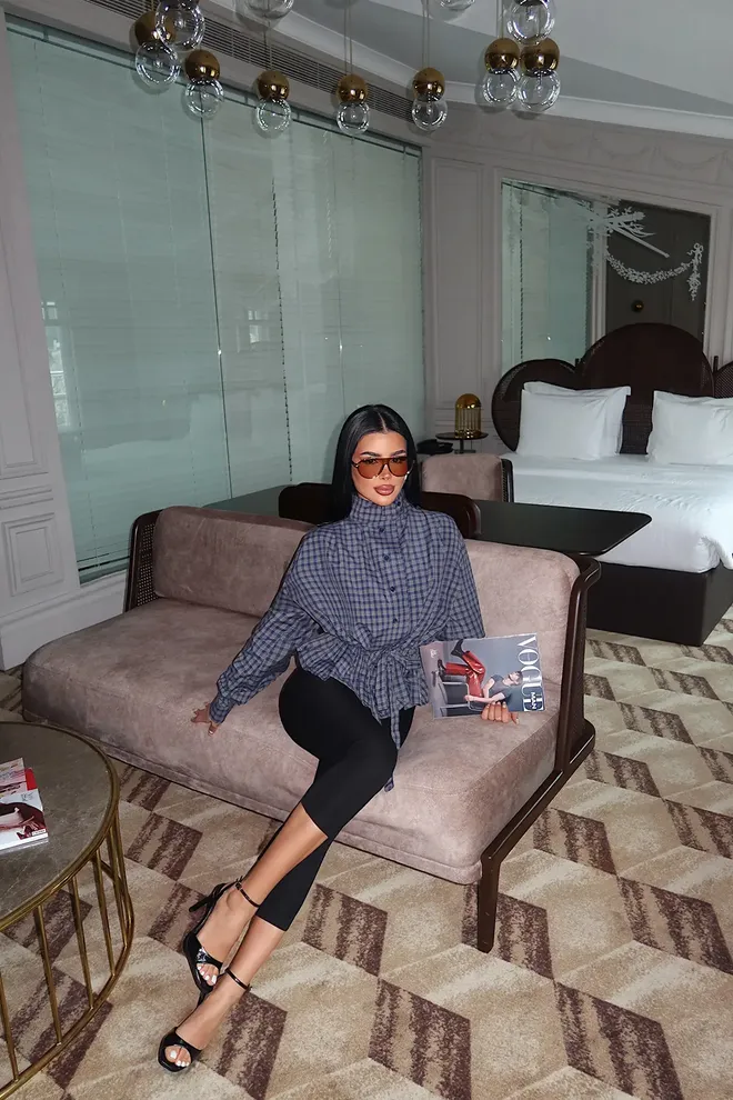 EYYO ATELIER Blue Vintage Checkered Regular Fit Shirt Wholesale Clothing Work