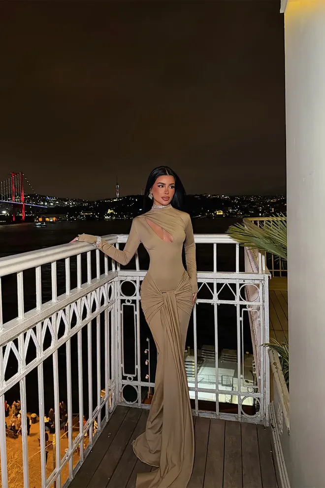 EYYO ATELIER Khaki Seksowna Elegancka Formalna Glam Bodycon Sukienka Hurtowa sprzedaż odzieży Seksowny