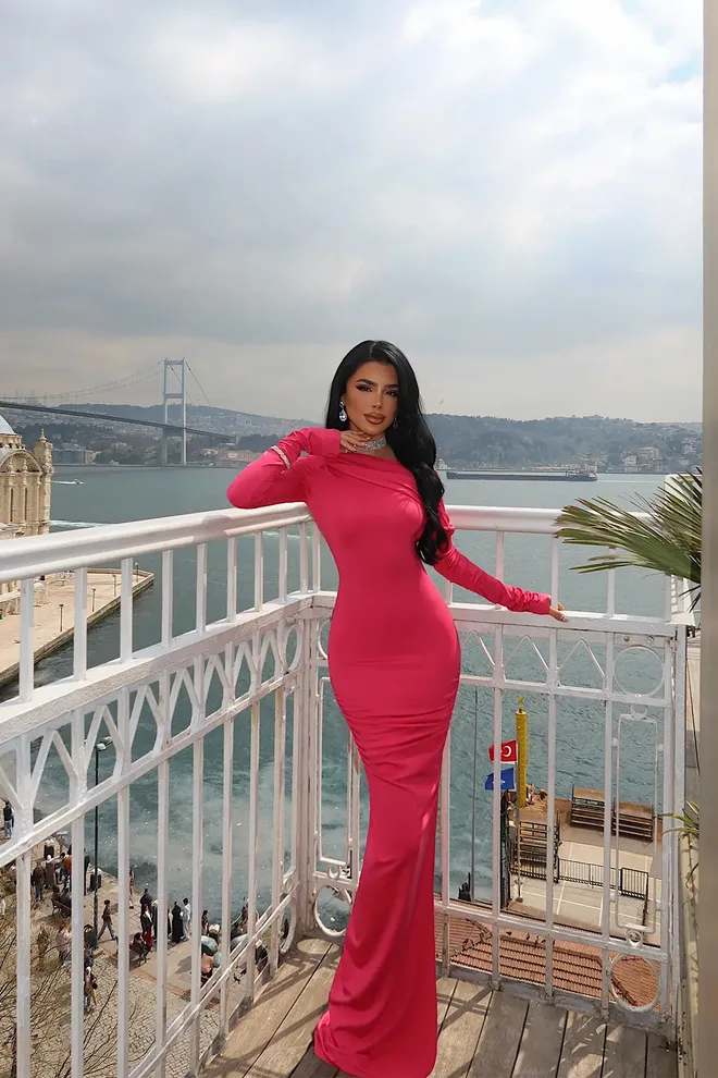 EYYO ATELIER Fuksjowy Seksowny Elegancki Bodycon Sukienka Hurtowa sprzedaż odzieży Seksowny