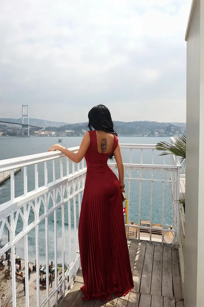 EYYO ATELIER Bordeauxrood Tailored Jumpsuit Groothandel Kleding Formeel