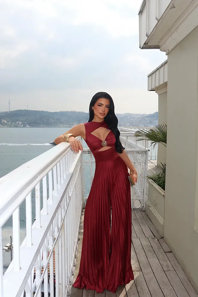 EYYO ATELIER Bordeauxrood Tailored Jumpsuit Groothandel Kleding Lente