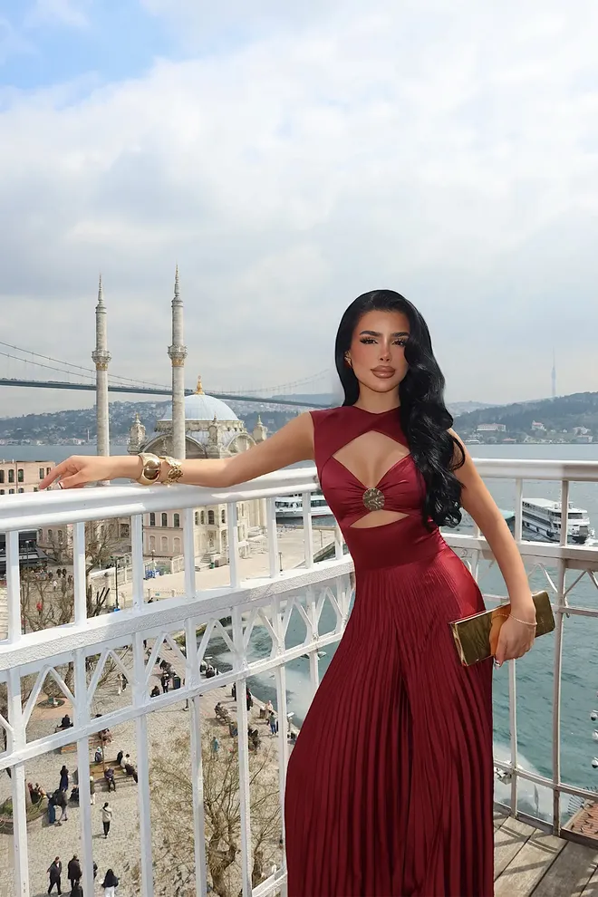 EYYO ATELIER Bordeauxrood Tailored Jumpsuit Groothandel Kleding 1