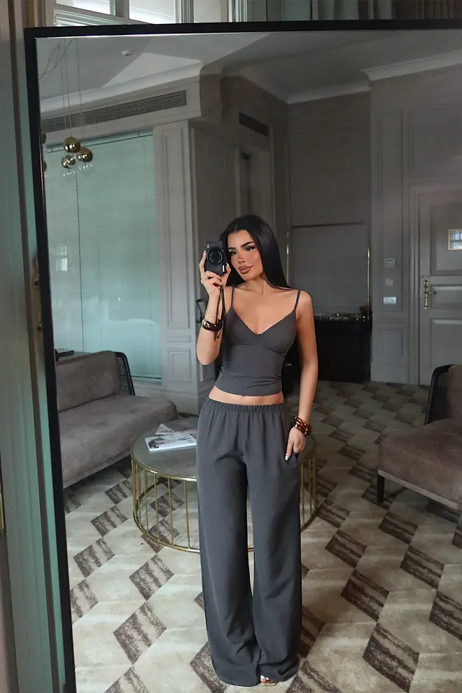 EYYO ATELIER Black Casual Sexy Streetwear Set Wholesale Clothing Casual