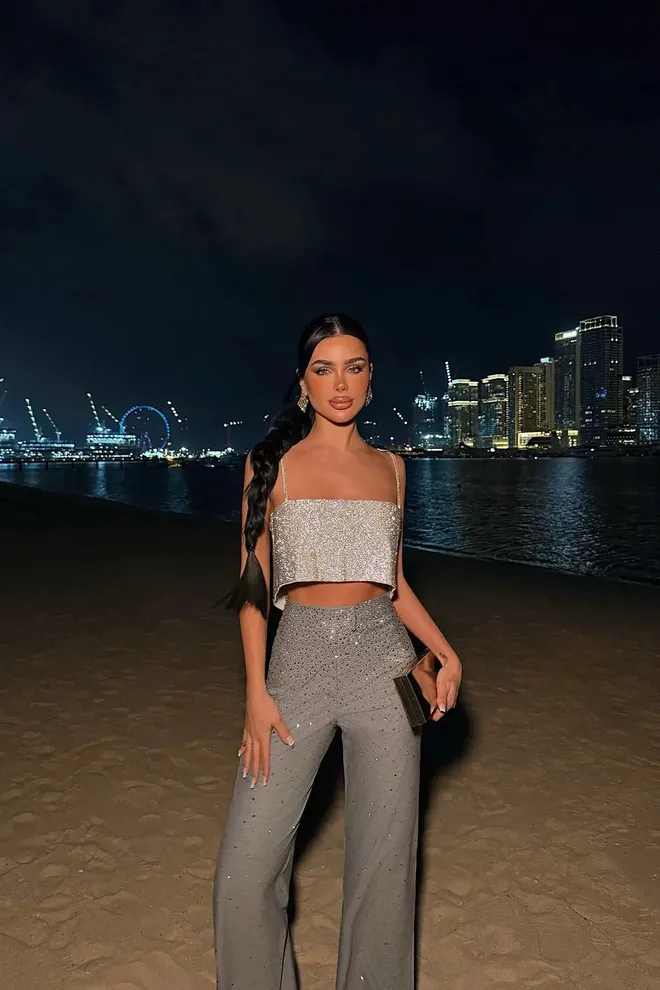 EYYO ATELIER Argento Crop Top Slim Fit Collo Alto Senza Maniche Abbigliamento all'ingrosso Casuale