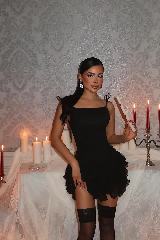 EYYO ATELIER Black Sexy Elegant Glam Formal Fit And Flare Dress Wholesale Clothing Sexy