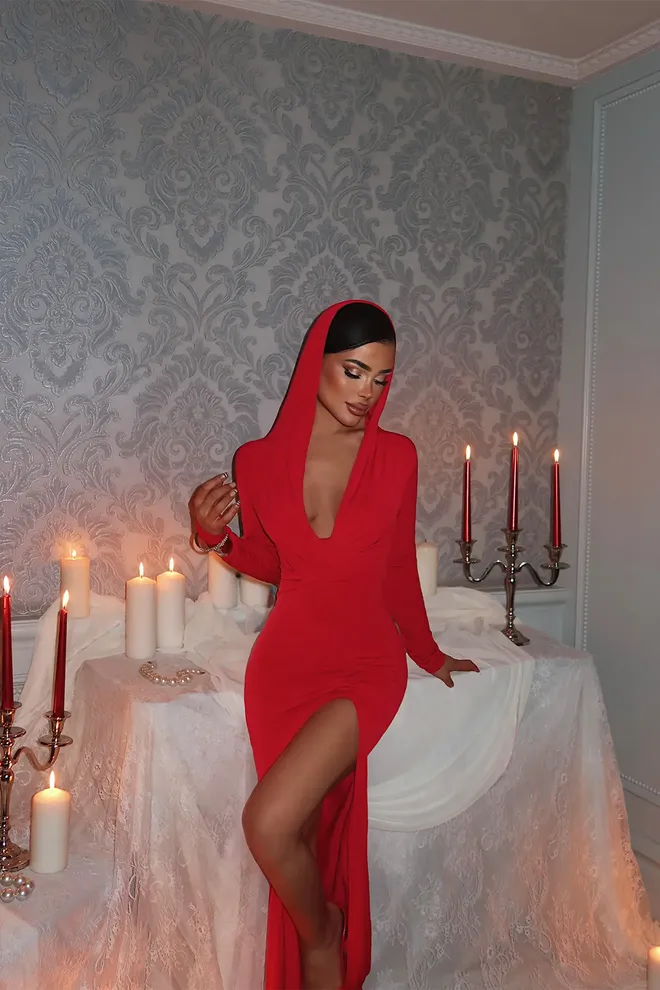 EYYO ATELIER Красное Сексуальное Элегантное Гламурное Официальное Облегающее Платье Оптовая продажа одежды Сексуальный