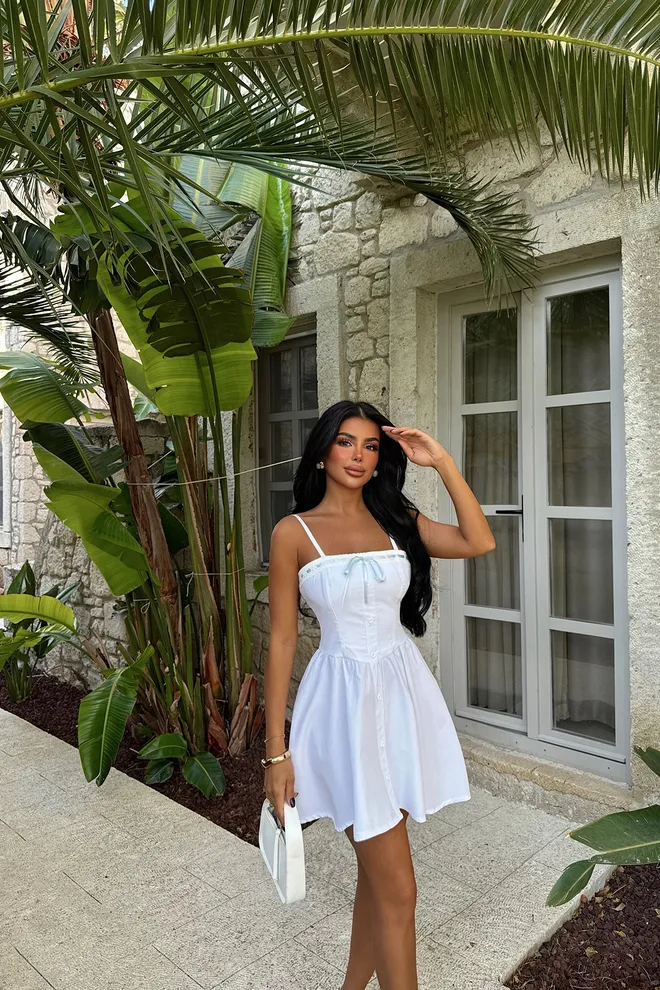 EYYO ATELIER Mini robe Blanche À Bretelles Vêtements en gros Mignon