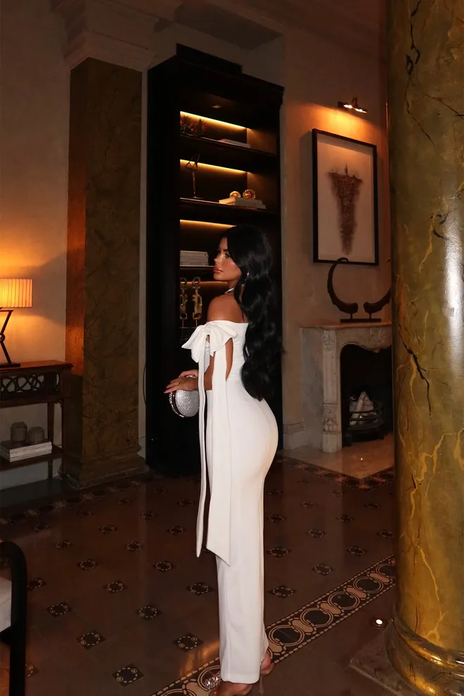 EYYO ATELIER Vestido Midi Blanco Ropa al por mayor Formal
