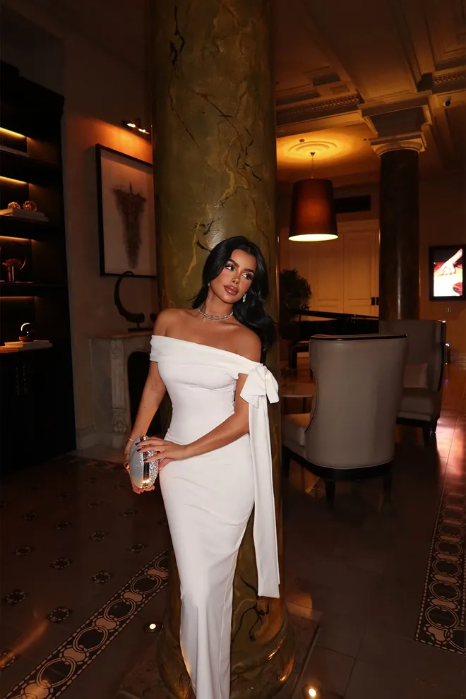 EYYO ATELIER Vestido Midi Blanco Ropa al por mayor Elegante