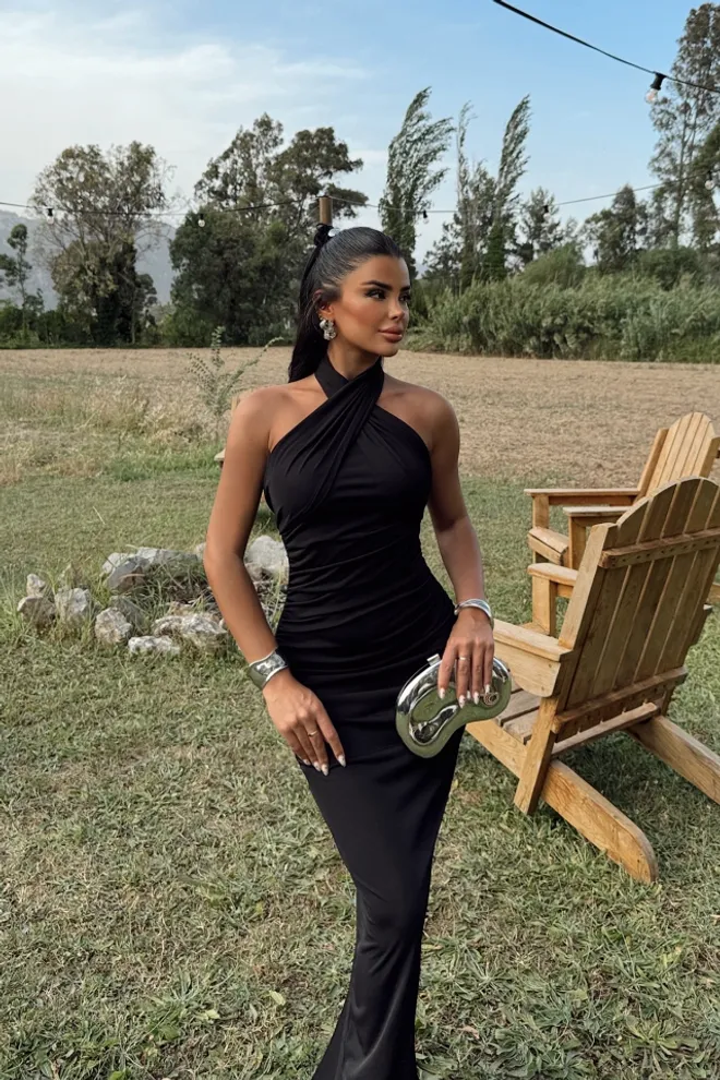EYYO ATELIER Rochie Fara Bretele Neagra Îmbrăcăminte cu ridicata Poliester