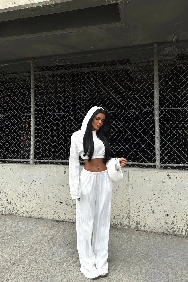 EYYO ATELIER Conjunto Esportivo Com Calça Branco Roupas por atacado Outono